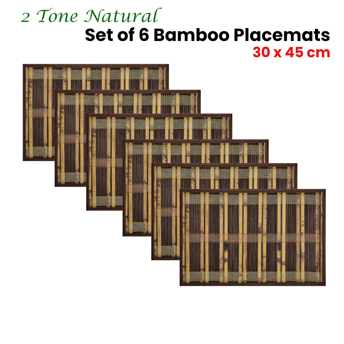 Set of 6 Bamboo Table Placemats White with White Border 30 x 45cm Price