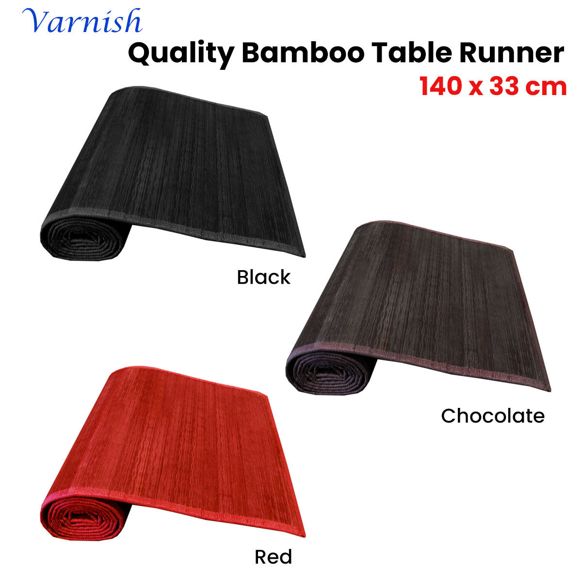 Varnish Bamboo Table Runner 140 x 33cm Black Price