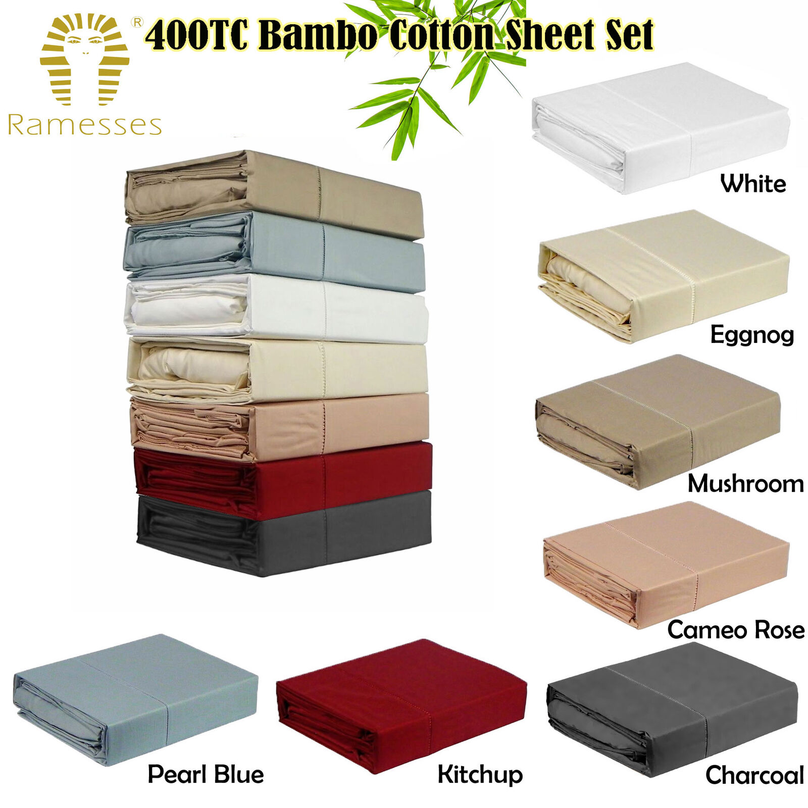 Ramesses 400TC Bamboo/Cotton Sheet Set Ketchup KING Price