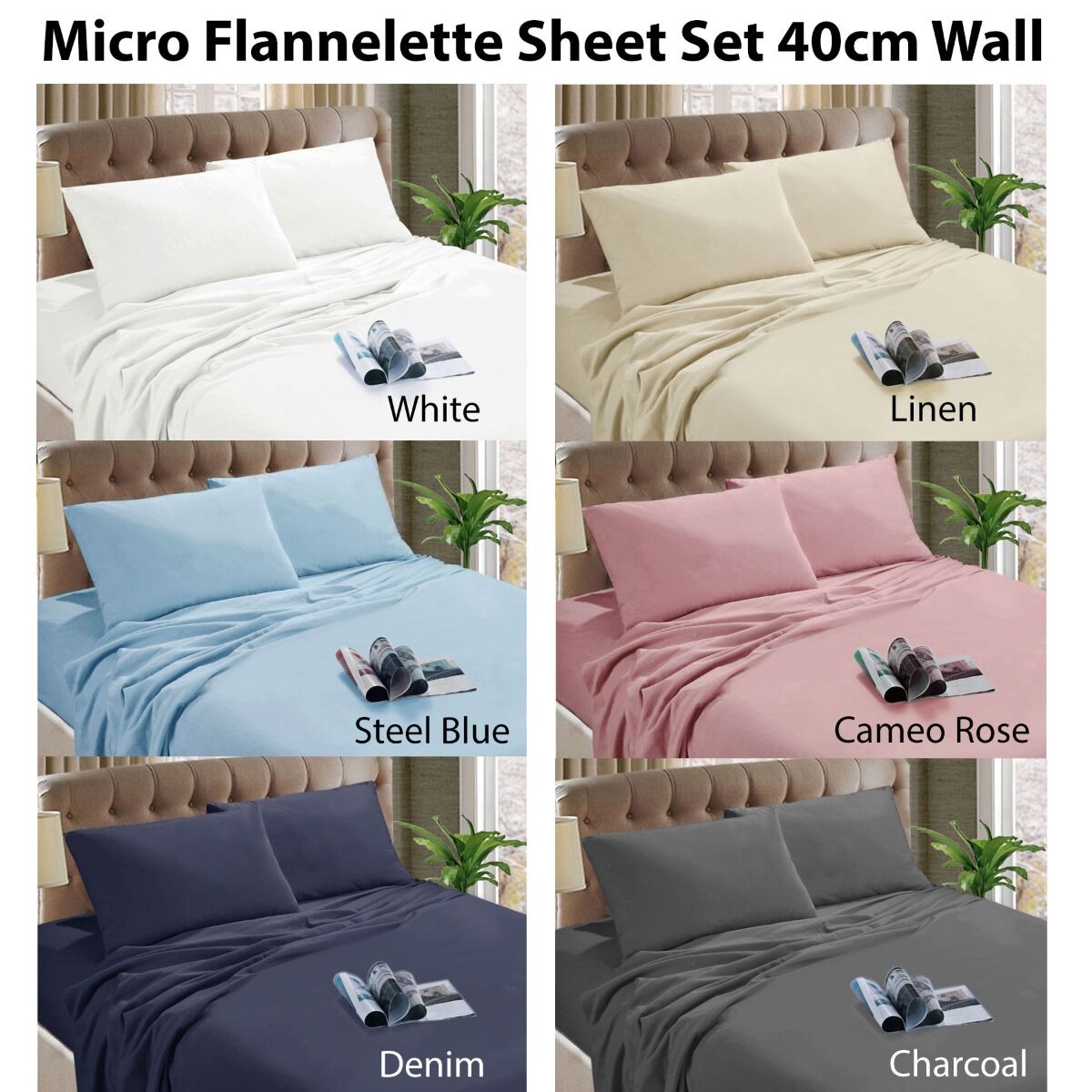 Kingtex Micro Flannelette Sheet Set 40 cm Wall White Queen Price