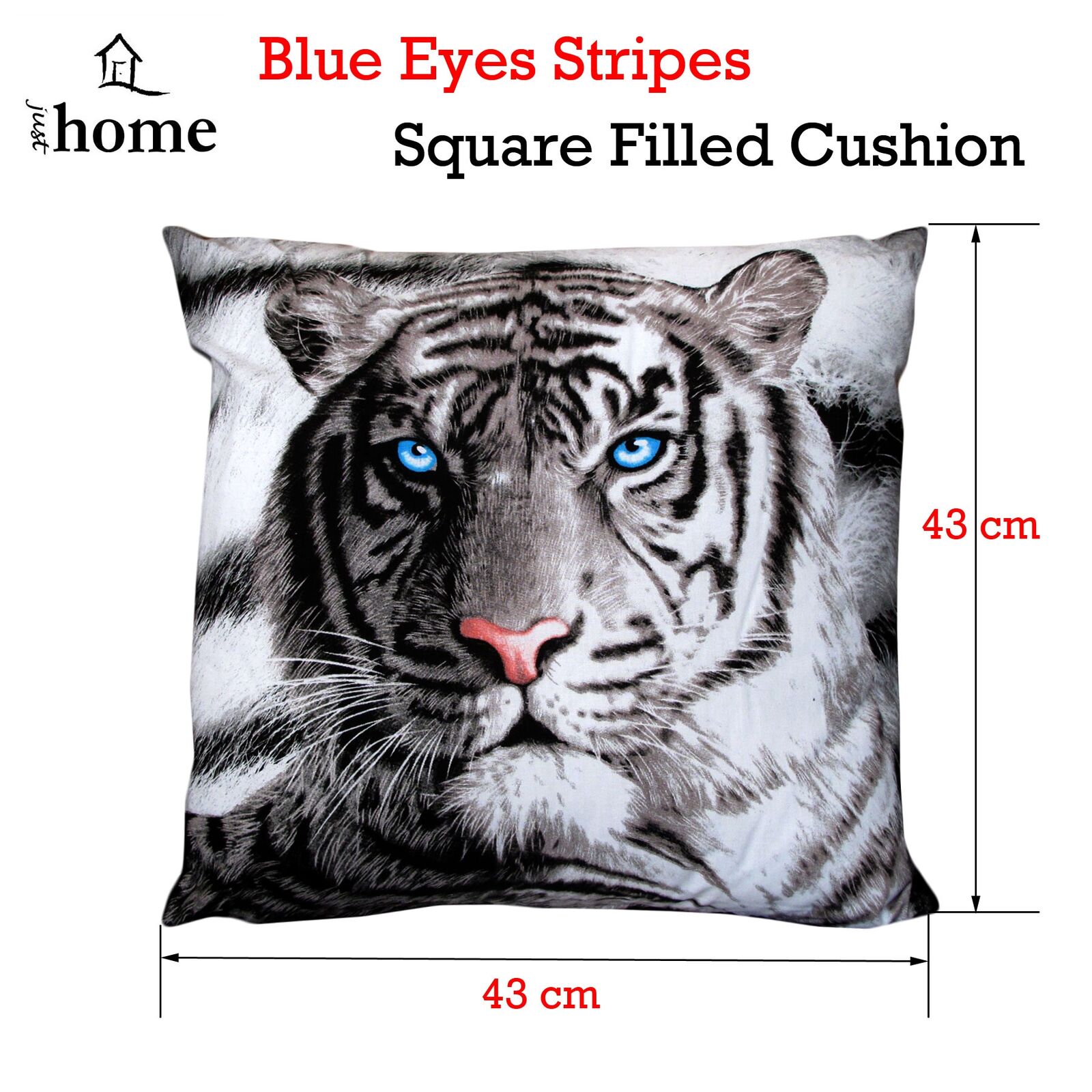 Just Home Blue Eyes Stripes Tiger Square Filled Cushion Price