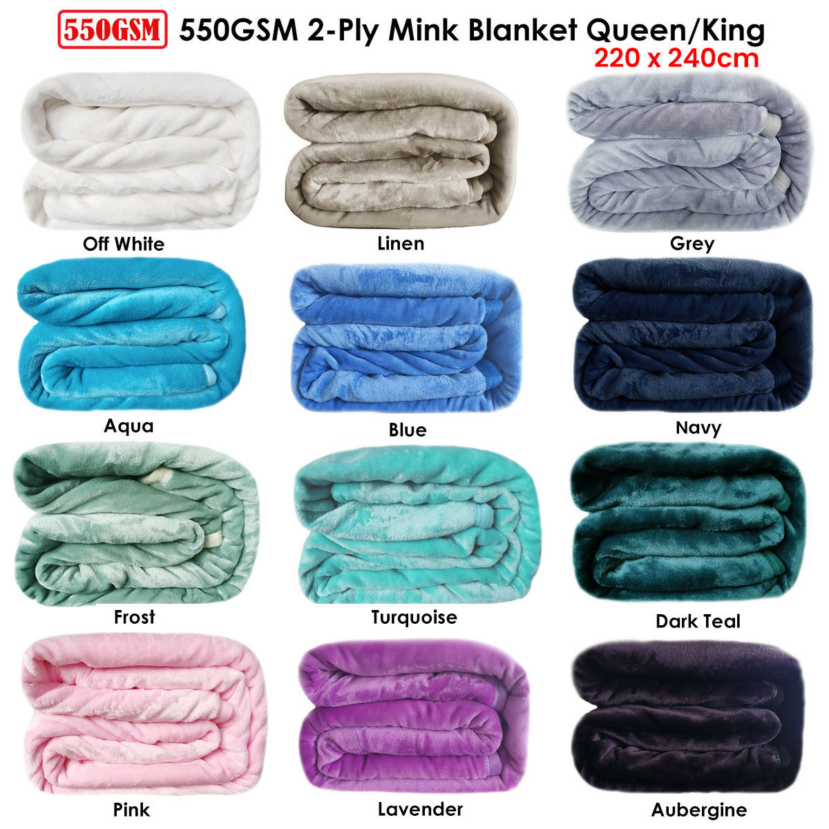 550GSM 2-Ply Mink Blanket Queen/King Aqua Price
