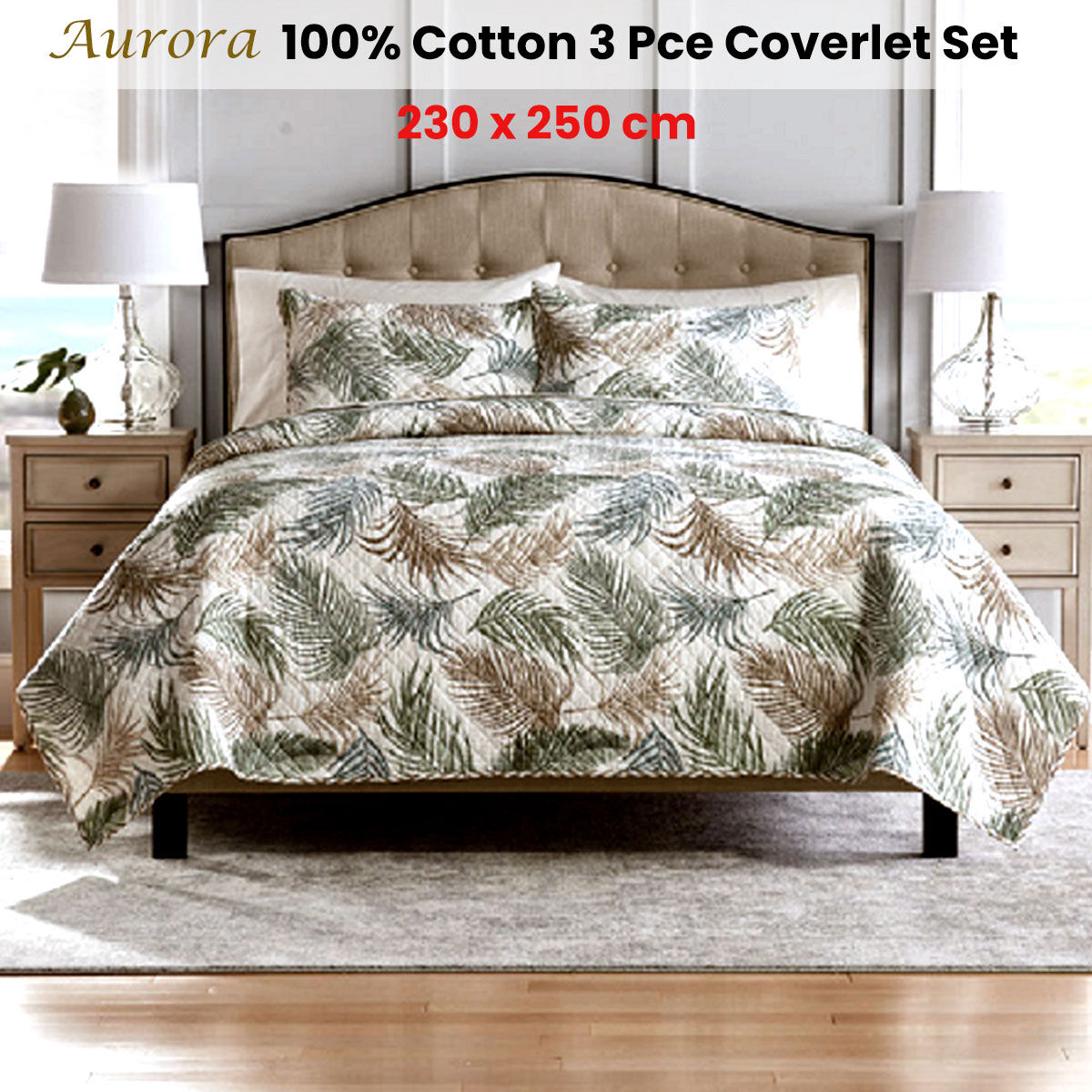 100% Cotton Lightly Quilted Coverlet Set Aurora Queen Price