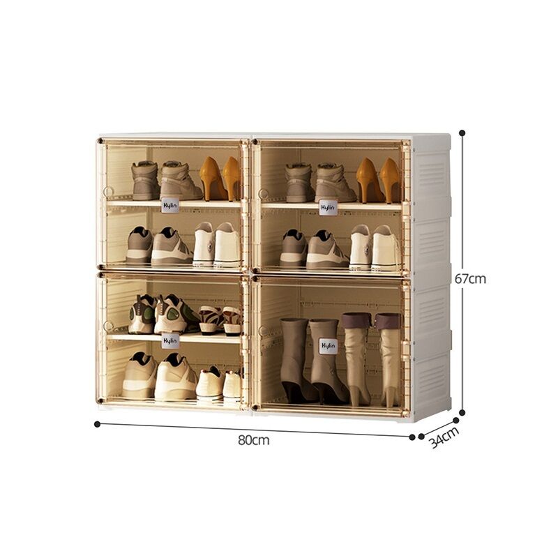 Cubes Storage Folding Shoe Cabinet With 2 Column & 7 Grids & 4 Brown Door Price