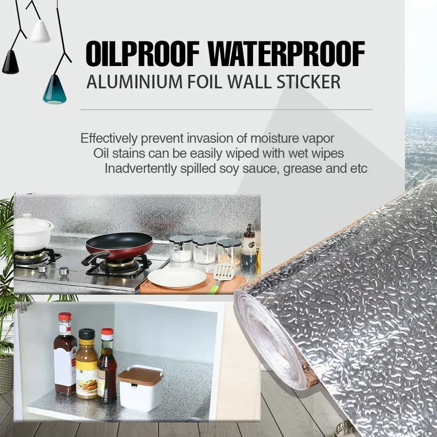Aluminum Foil Sticker Self Adhesive Oil-proof Waterproof Kitchen Cabinet Wall(60*300cm) Price