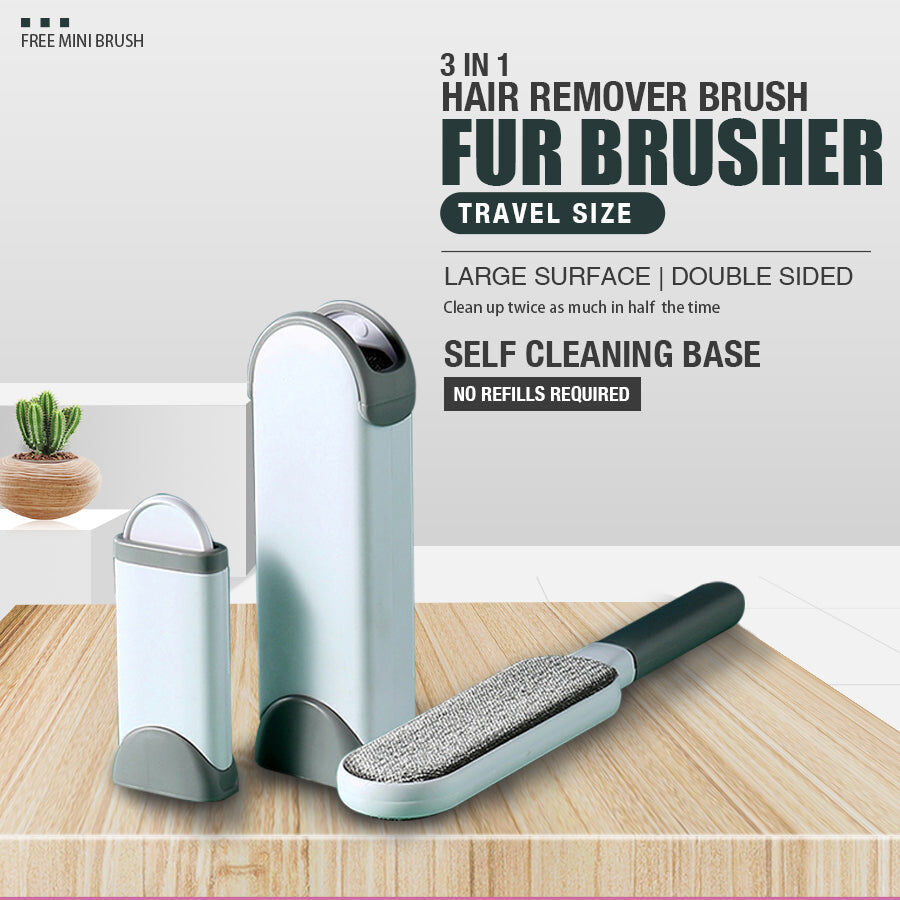 3 in 1 Furs Brusher Pet Hair Lint Remover Brush Self-cleaning Base Price