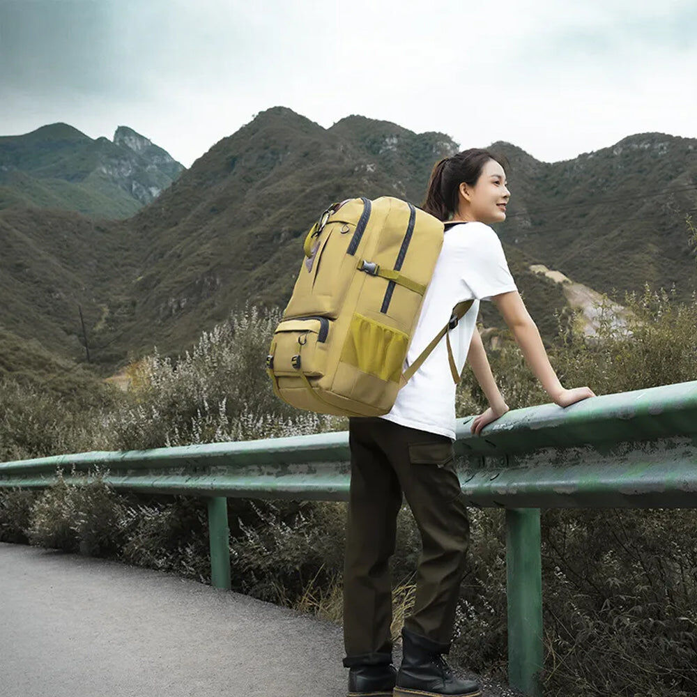 60L Travel Boarding Backpack Outdoor Trekking Luggage Hiking Camping Rucksack Large Capacity Storage Backpack(Khaki) Price
