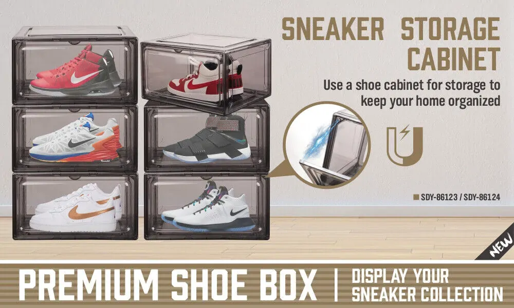 20Pcs Premium Acrylic Shoe Box Sneaker Display Storage Case Boxes Magnetic Door Au Price
