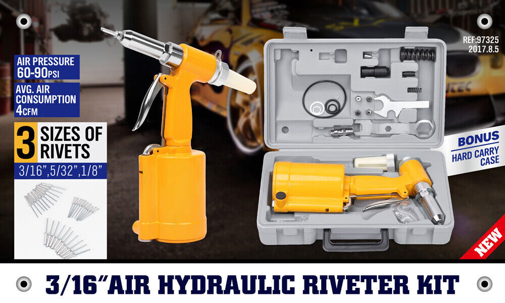 Air Hydraulic Pop Rivet Gun Pneumatic Riveter Industrial 4-Size Set With Case Price