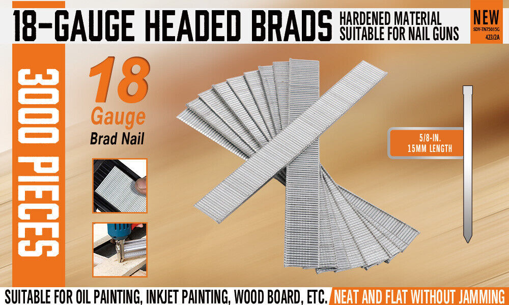 3000Pc Brad Nails 15mm Long 18GA Air Brad Nails Gun Flooring Cornice Carpentry Price