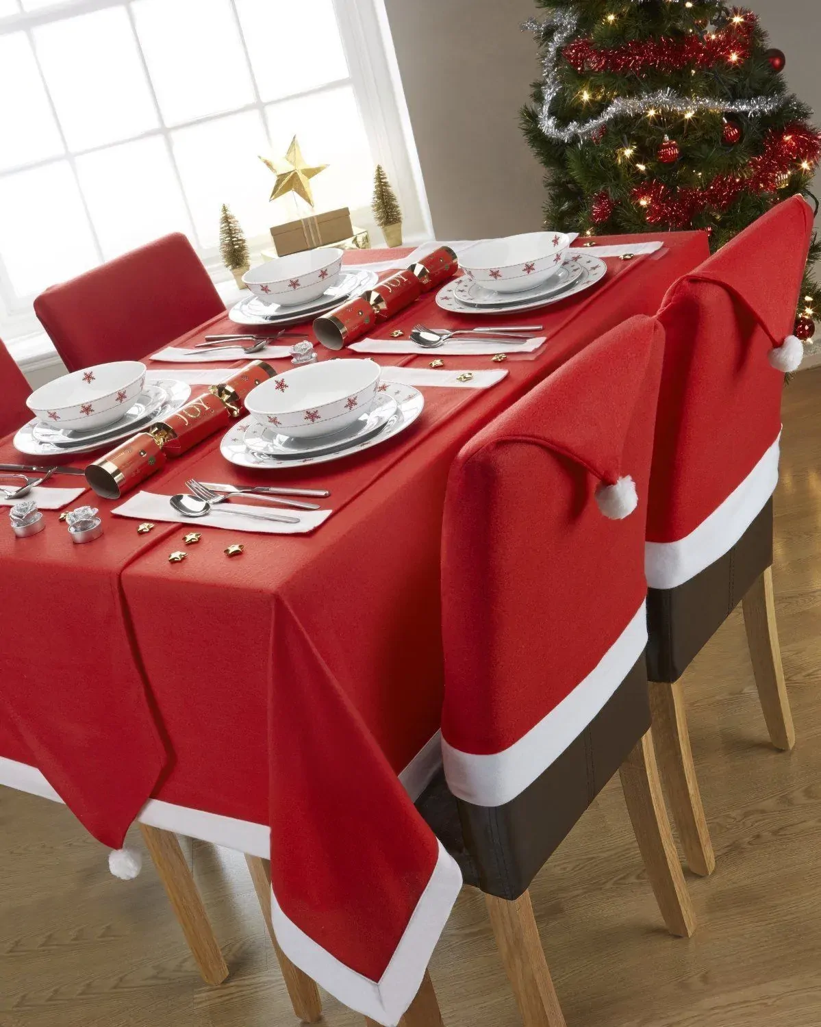 Christmas Chair Covers Tablecloth Runner Decoration Xmas Dinner Party Santa Gift, 8x Chair Covers Price
