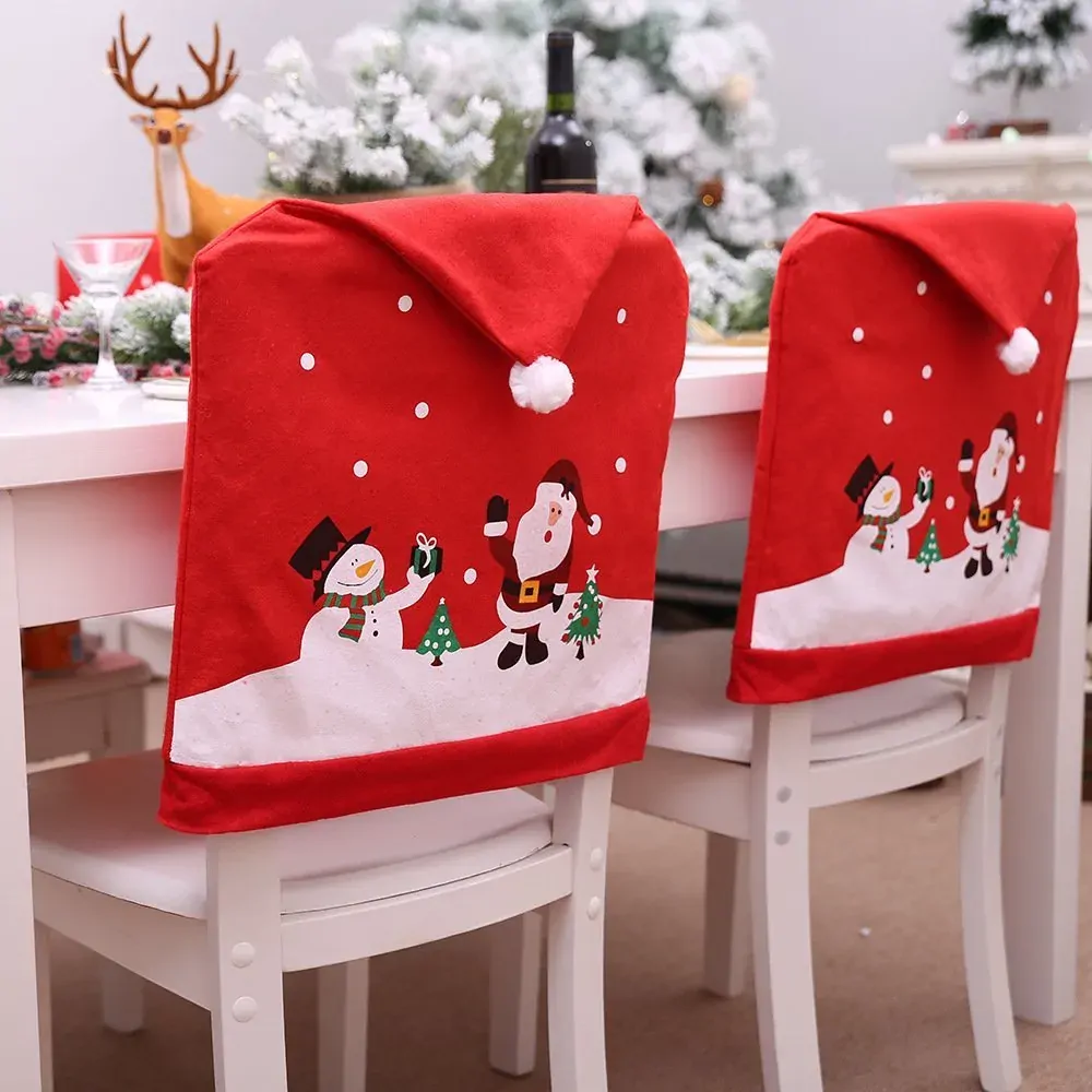 6-10x Christmas Santa Hat Chair Covers Table Cloth Dinner Home Décor Ornaments, 6PCS Chair Covers Price