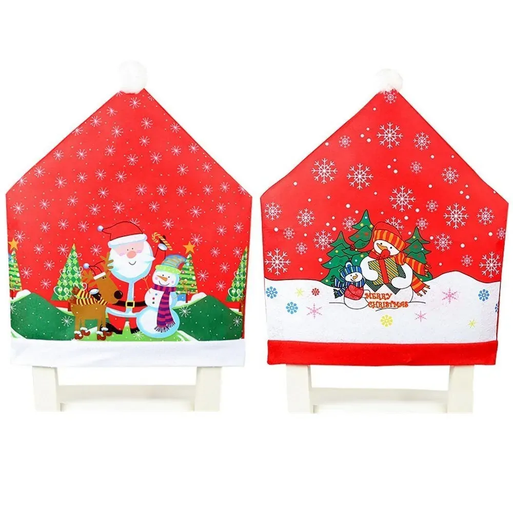 10x Christmas Chair Covers Dinner Table Santa Hat Snowman Home Décor Ornaments, Snowman (10 Chair Covers) Price