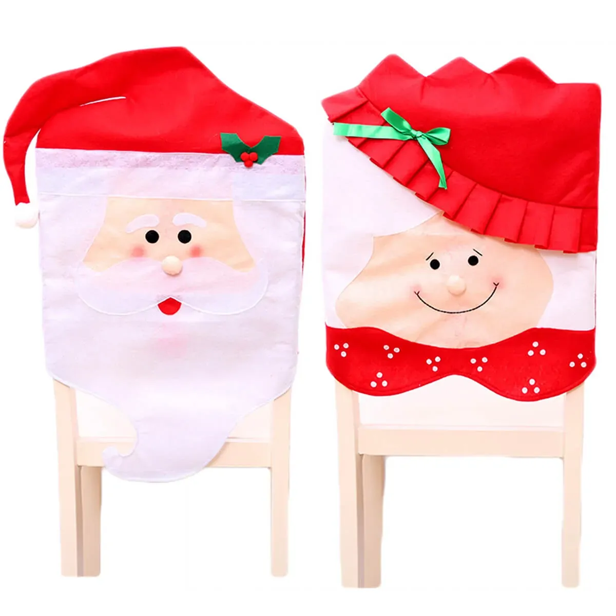 6x Christmas Cute Lady Santa Hat Chair Covers Dinner Home Décor Ornaments Gift, Mrs Santa Price