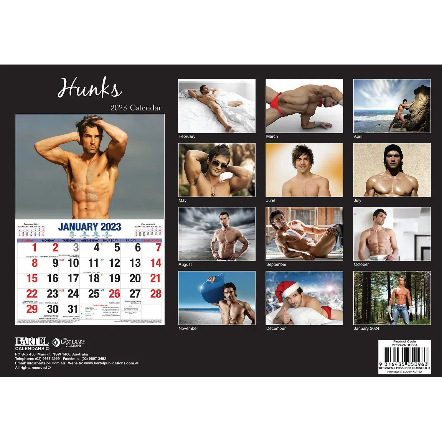 Hunks – 2023 Rectangle Wall Calendar 16 Months Planner New Year Christmas Gift Price