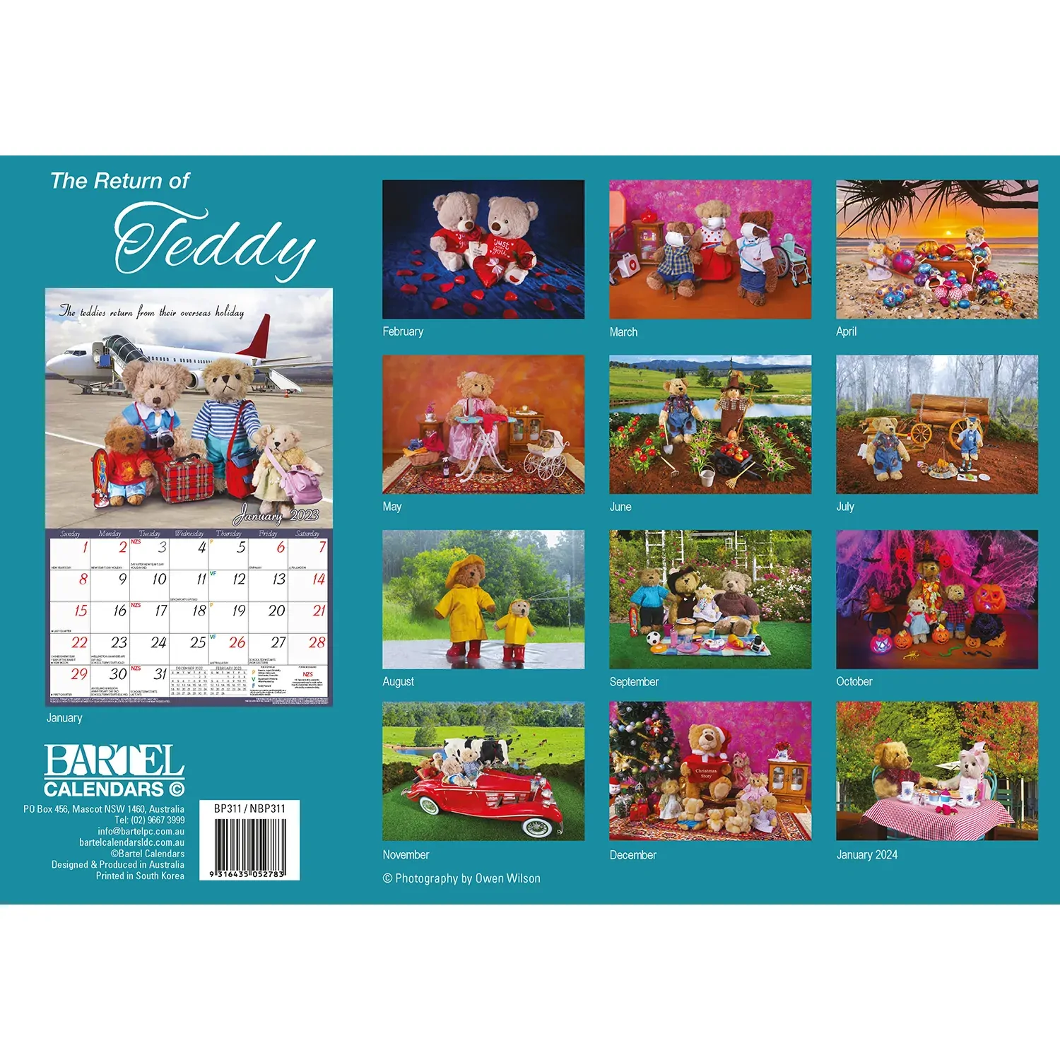 The Return Of Teddy 2023 Rectangle Wall Calendar 16 Months Planner New Year Gift Price