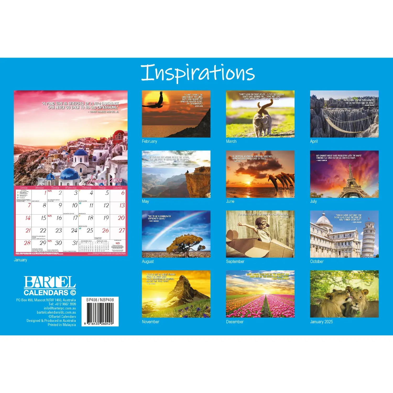 Inspirations 2024 Rectangle Wall Calendar 13 Months Planner Motivational Quotes Price