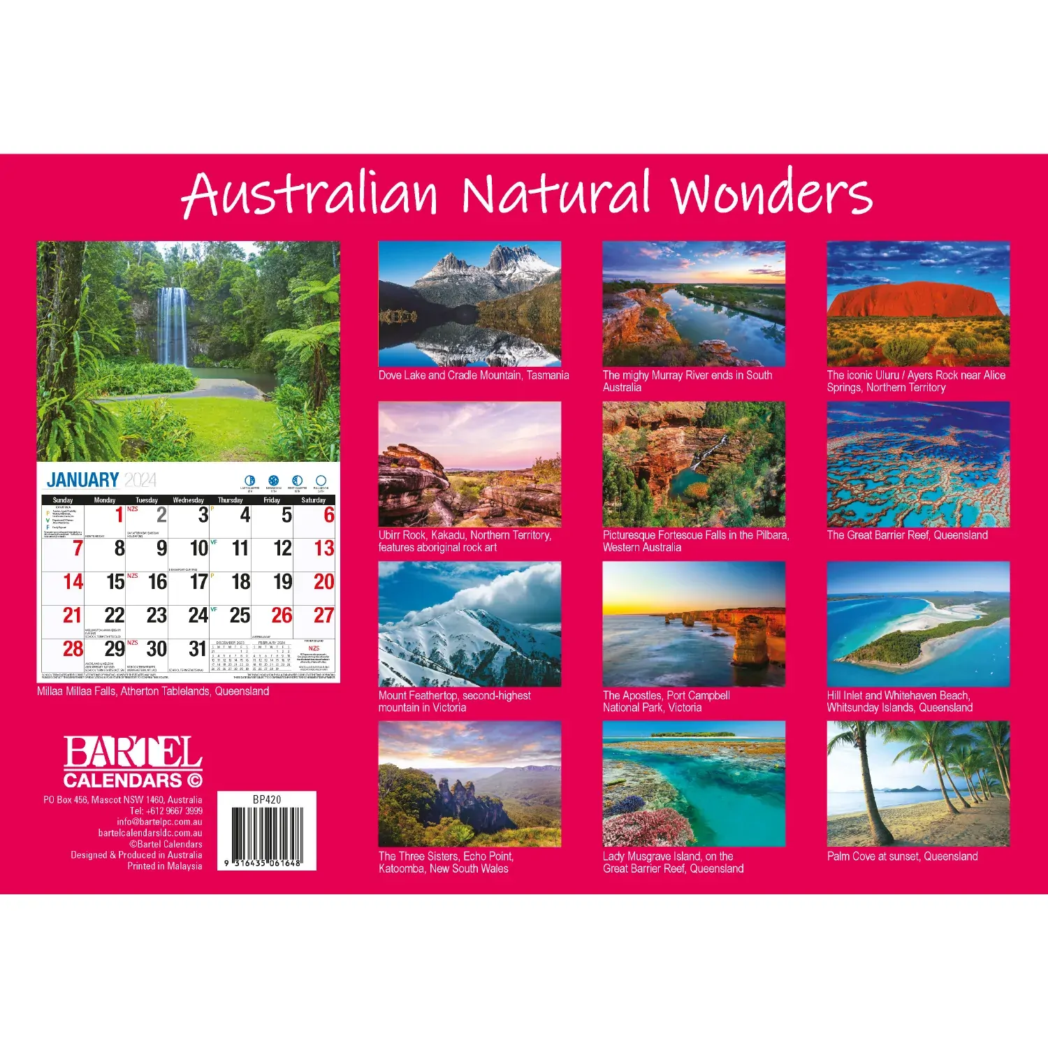 Australian Natural Wonders 2024 Rectangle Wall Calendar 16 Months Planner Photos Price