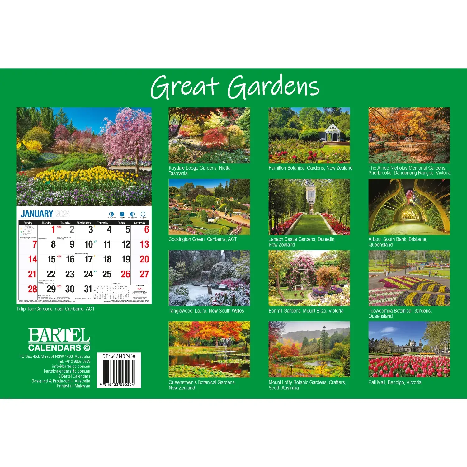 Great Gardens - 2024 Rectangle Wall Calendar 16 Months Beautiful Garden Photos Price