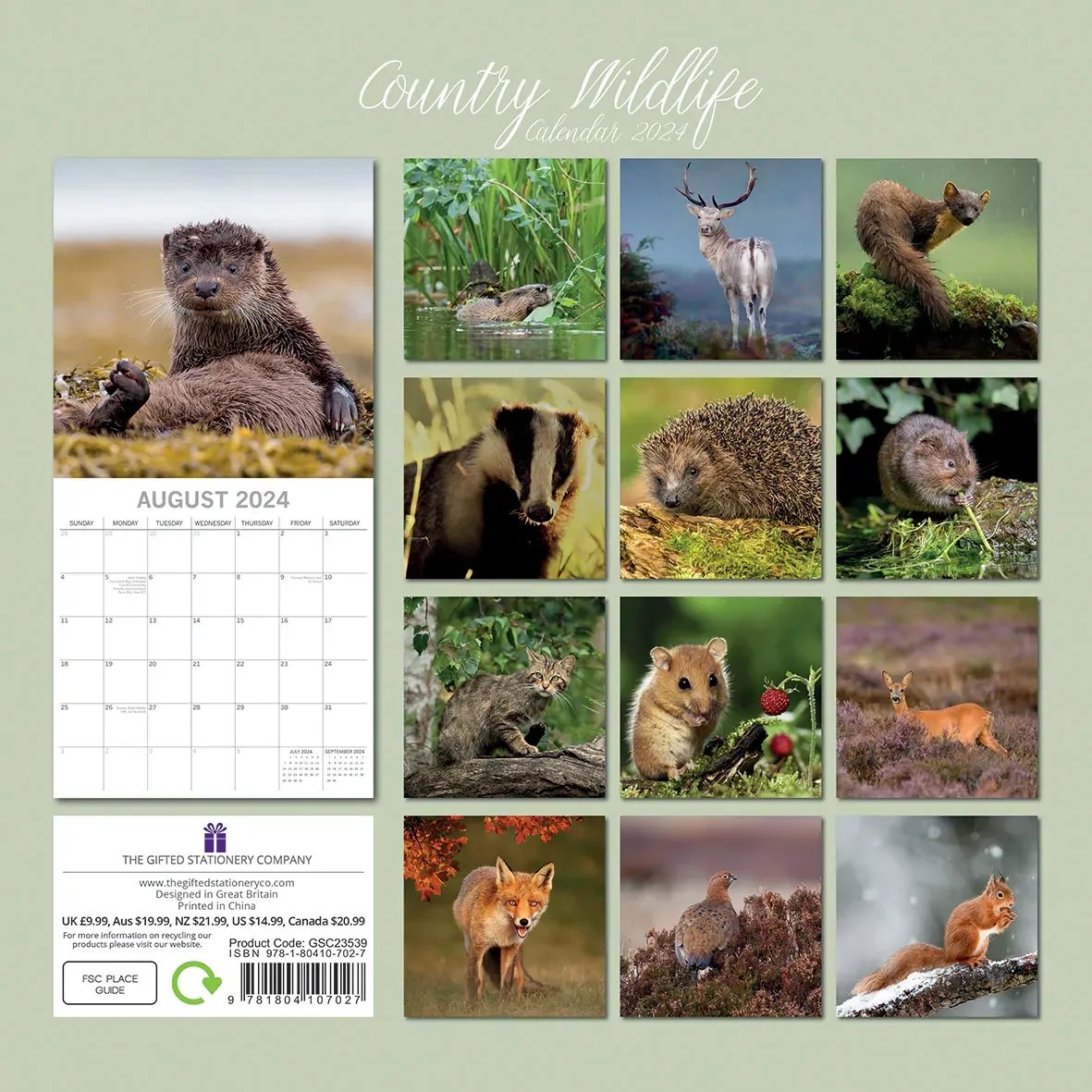 Country Wildlife 2024 Square Wall Calendar Cute Animals 16 Month Premium Planner Price