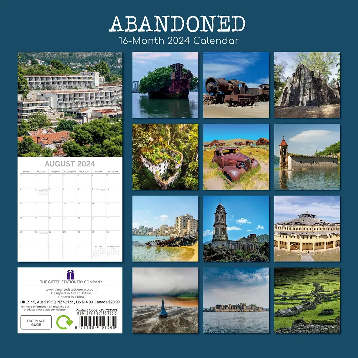 Abandoned 2024 Square Wall Calendar 16 Month Art Planner Christmas New Year Gift Price