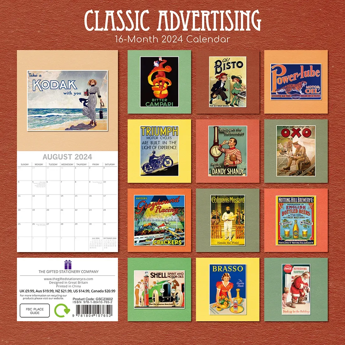 Classic Advertising - 2024 Square Wall Calendar 16 Months Arts Planner New Year Price