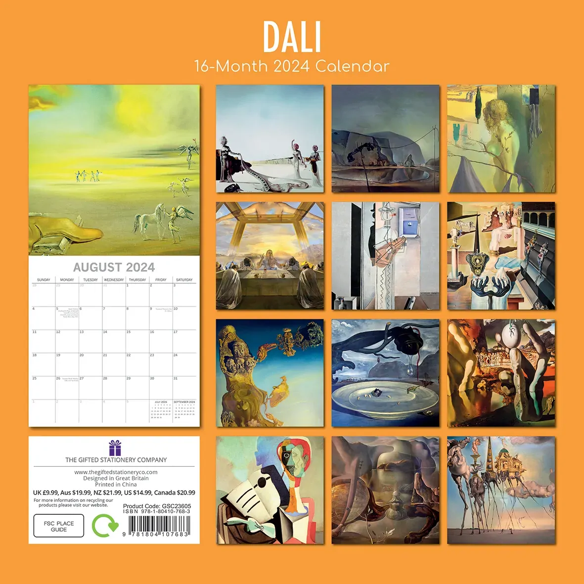 Dali - 2024 Square Wall Calendar 16 Months Arts Planner Christmas New Year Gift Price