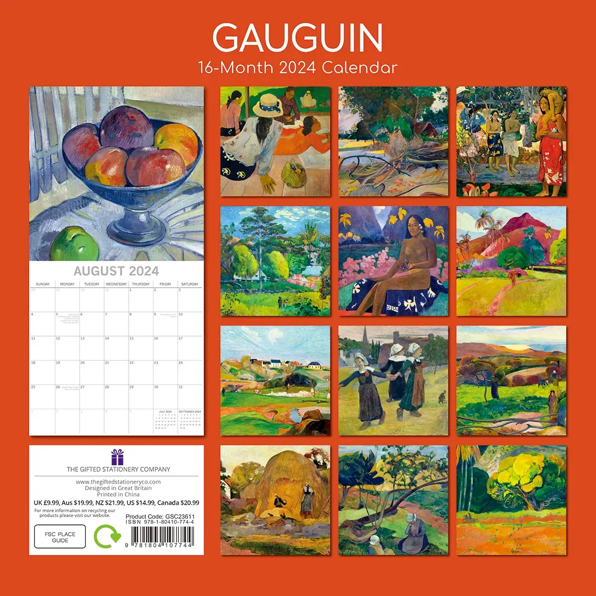 Gauguin 2024 Square Wall Calendar 16 Months Arts Planner Christmas New Year Gift Price