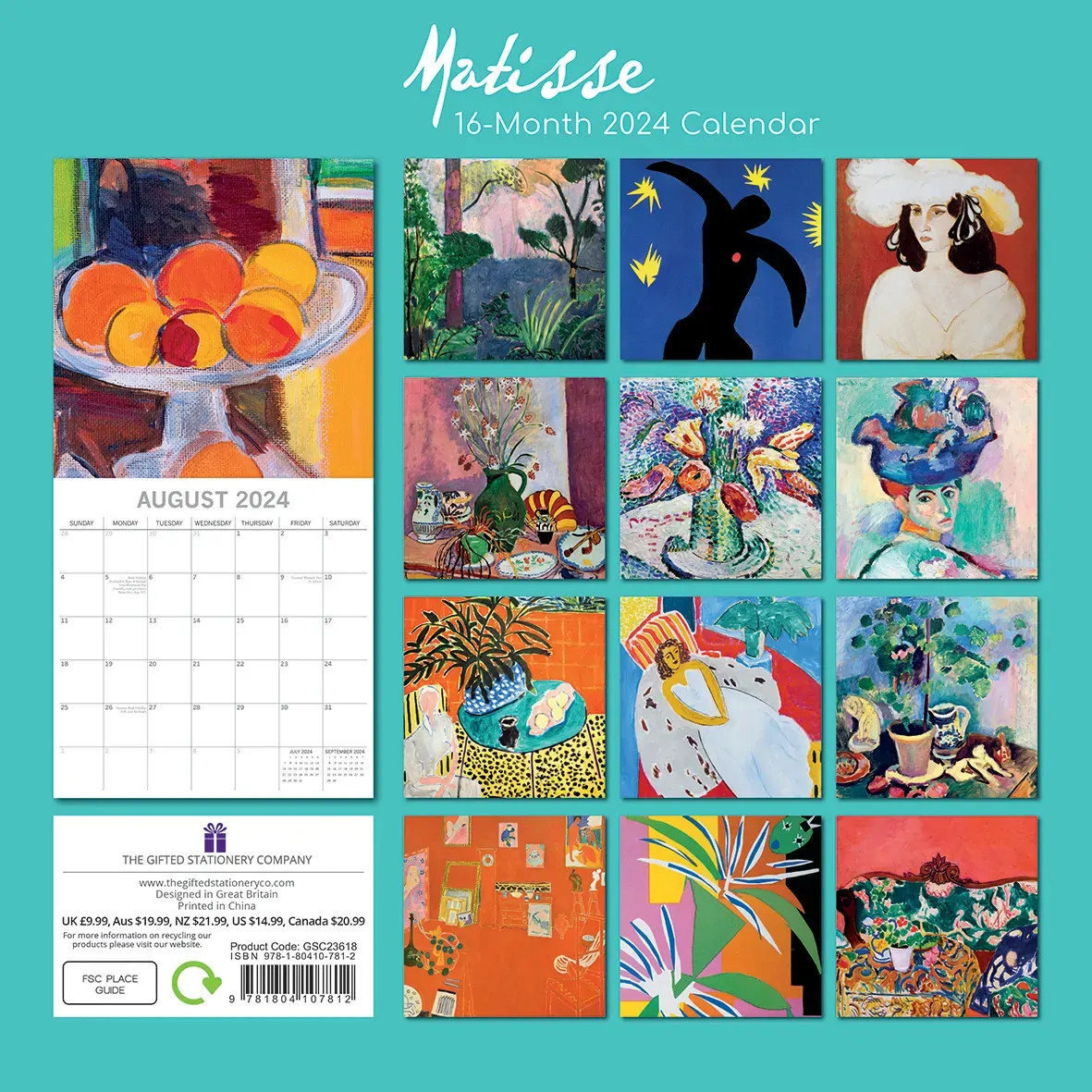 Matisse 2024 Square Wall Calendar 16 Months Arts Planner Christmas New Year Gift Price