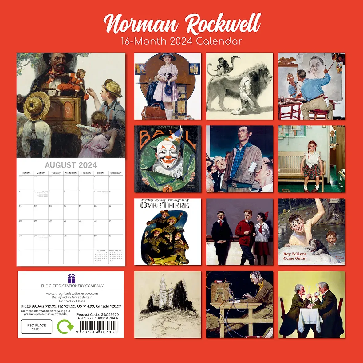 Norman Rockwell - 2024 Square Wall Calendar 16 Months Arts Planner New Year Gift Price