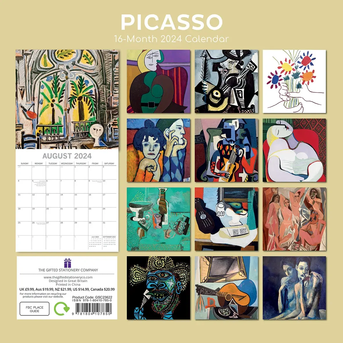 Picasso 2024 Square Wall Calendar 16 Months Arts Planner Christmas New Year Gift Price