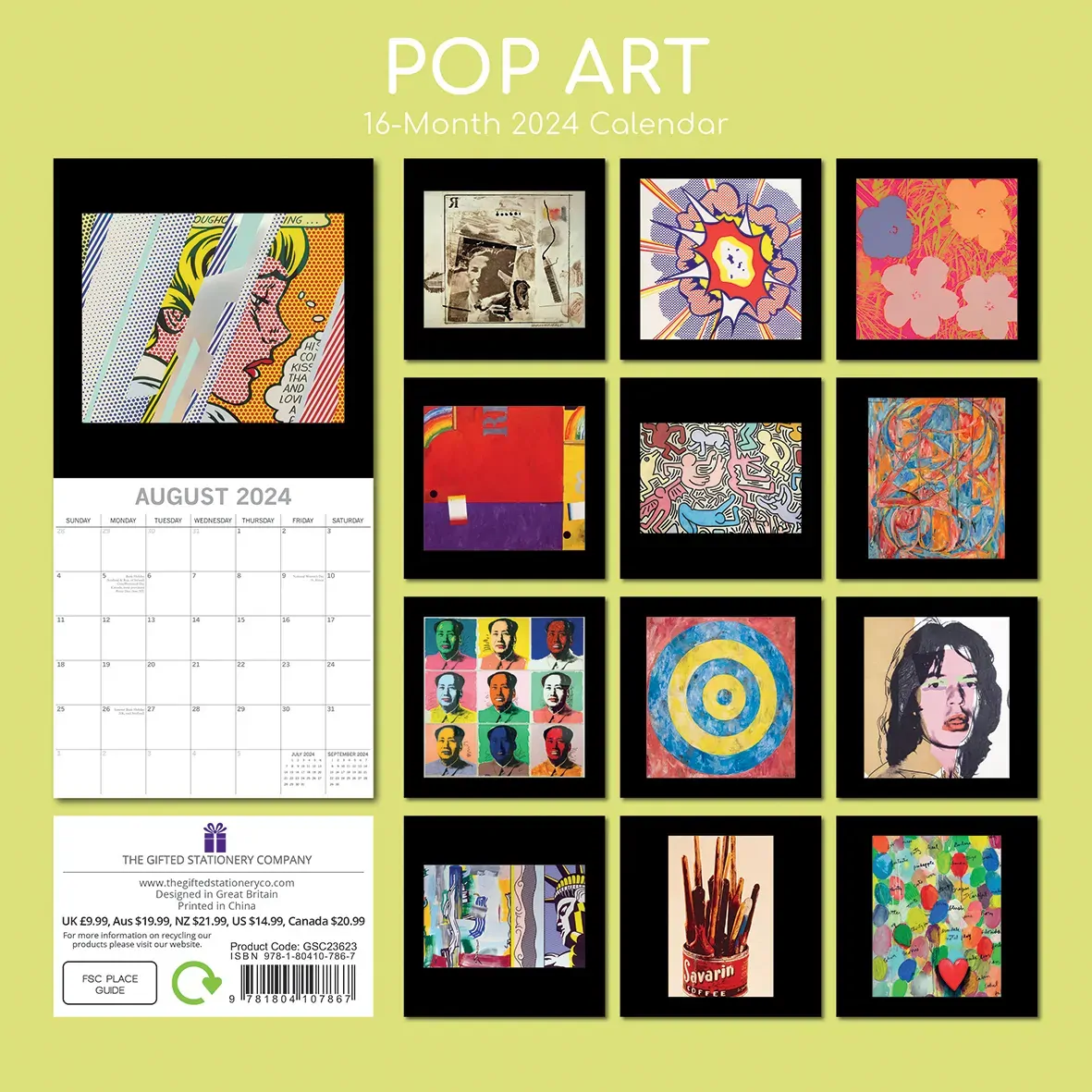 Pop Art 2024 Square Wall Calendar 16 Months Arts Planner Christmas New Year Gift Price