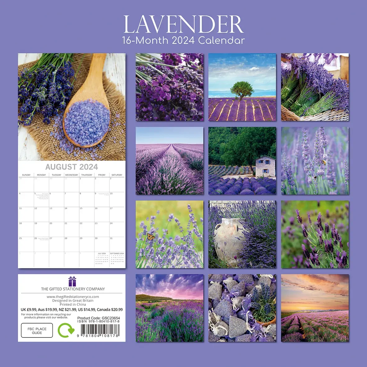 Lavender 2024 Square Wall Calendar 16 Months Floral Flower Planner New Year Gift Price