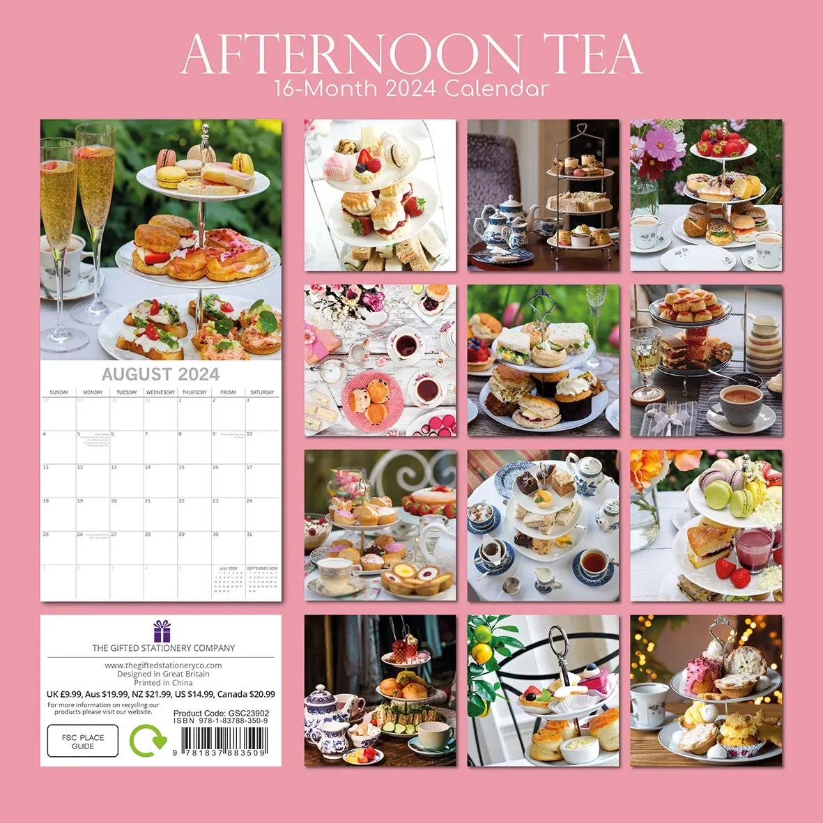 Afternoon Tea - 2024 Square Wall Calendar 16 Month Food Planner New Year Gift Price