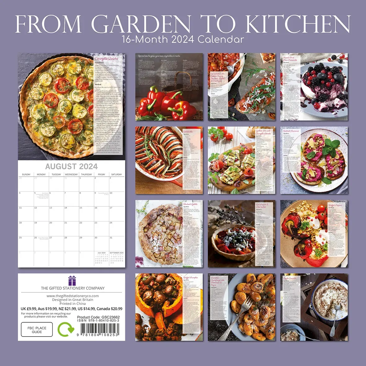 From Garden to Kitchen 2024 Square Wall Calendar 16 Month Food Planner w Recipes Price