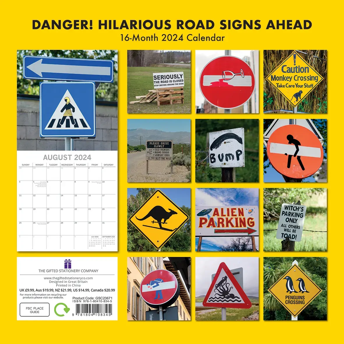 Danger Hilarious Road Signs Ahead - 2024 Square Wall Calendar 16 Months Planner Price