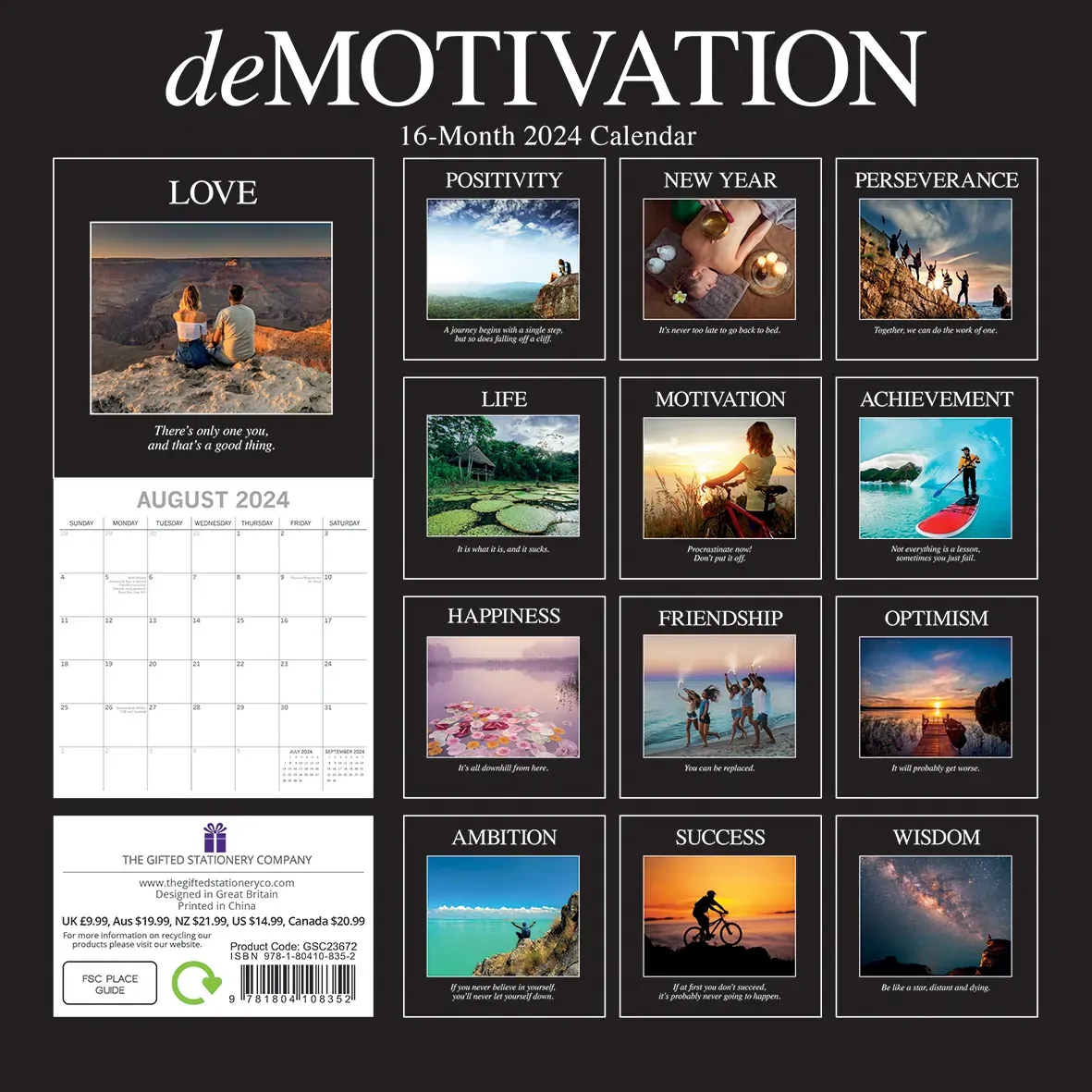 Demotivation 2024 Square Wall Calendar 16 Months Planner Christmas New Year Gift Price