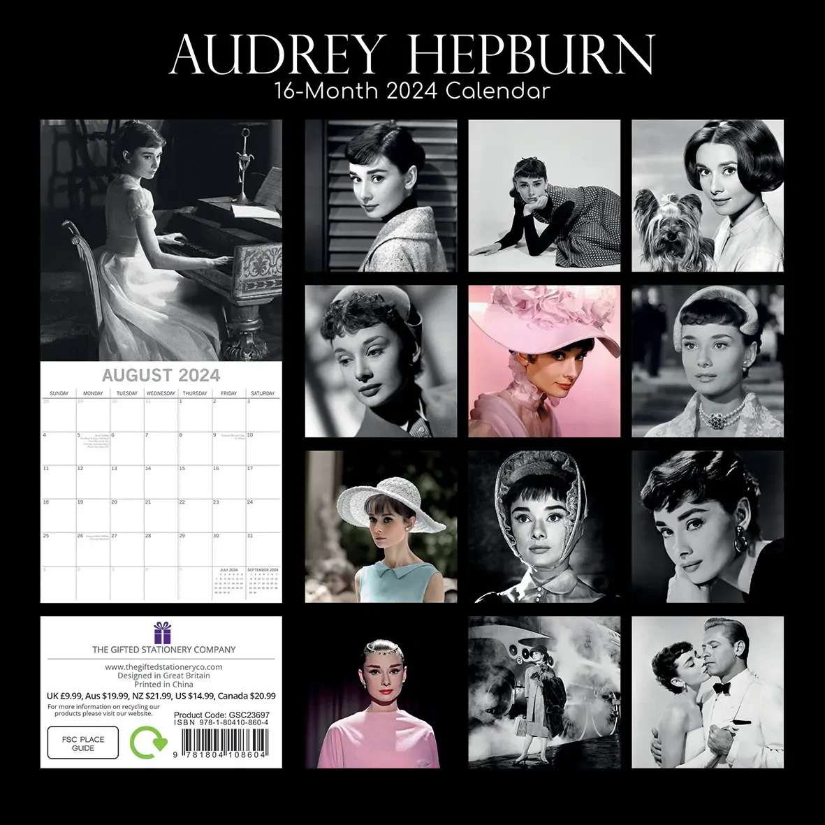 Audrey Hepburn - 2024 Square Wall Calendar 16 Months Planner Xmas New Year Gift Price