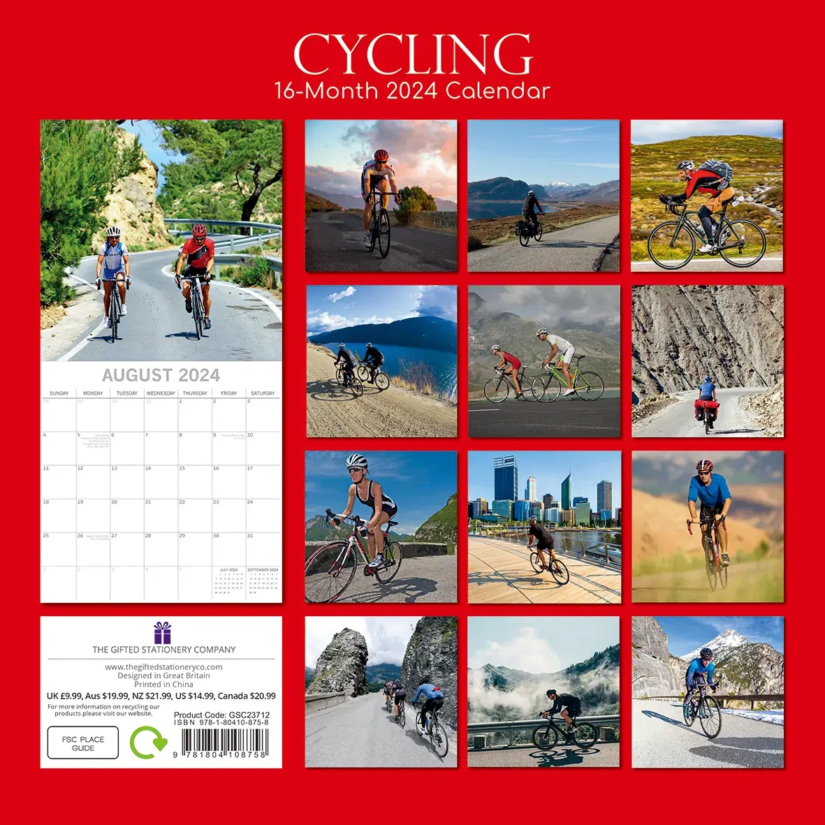 Cycling - 2024 Square Wall Calendar 16 Months Lifestyle Planner New Year Gift Price