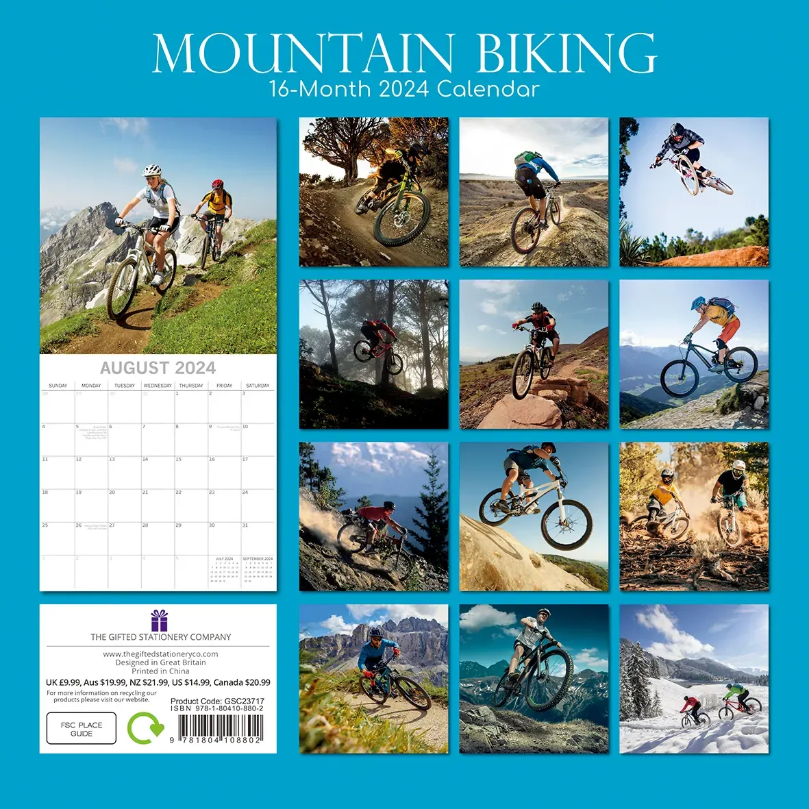 Mountain Biking - 2024 Square Wall Calendar 16 Months Lifestyle Planner New Year Price