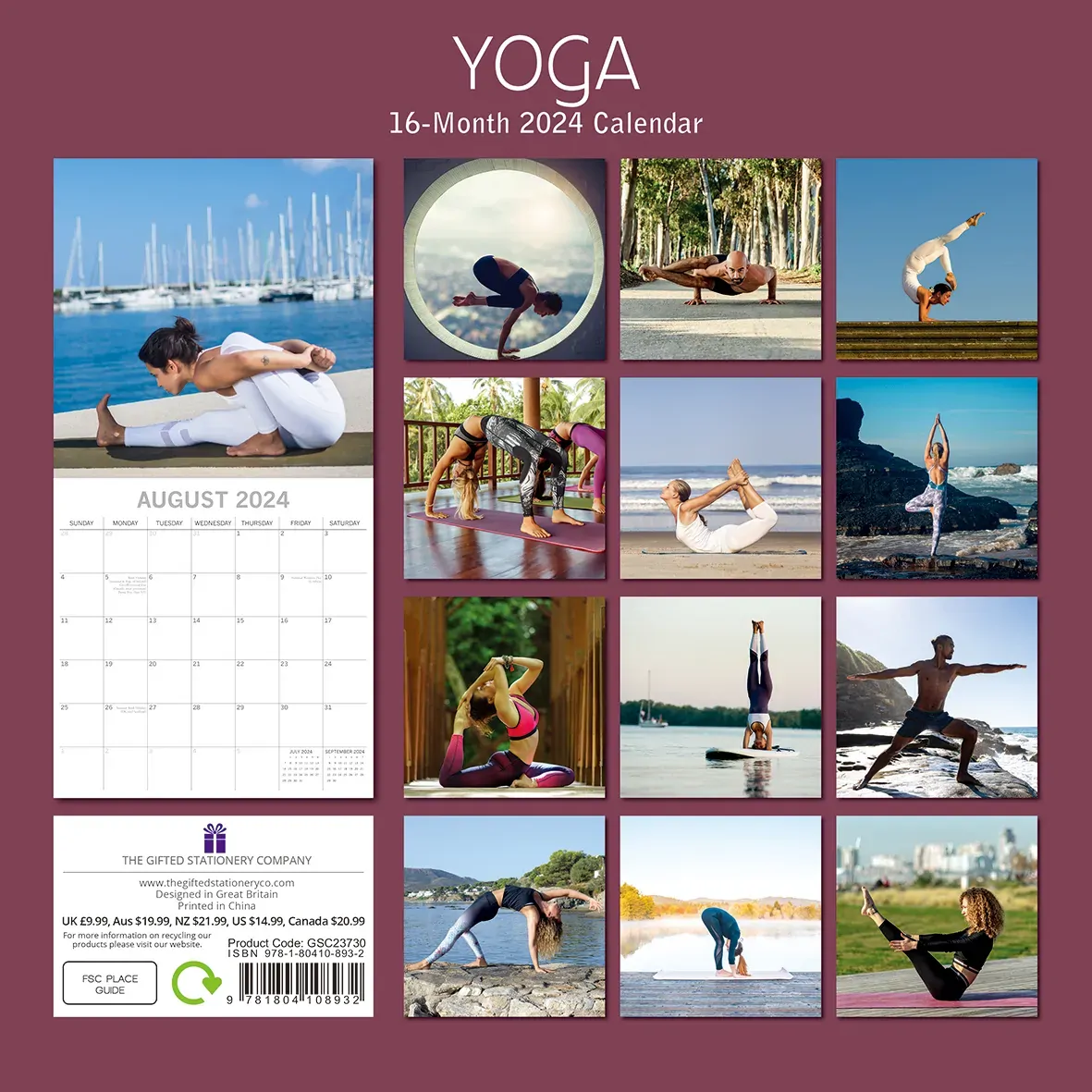 Yoga 2024 Square Wall Calendar 16 Months Premium Planner Christmas New Year Gift Price