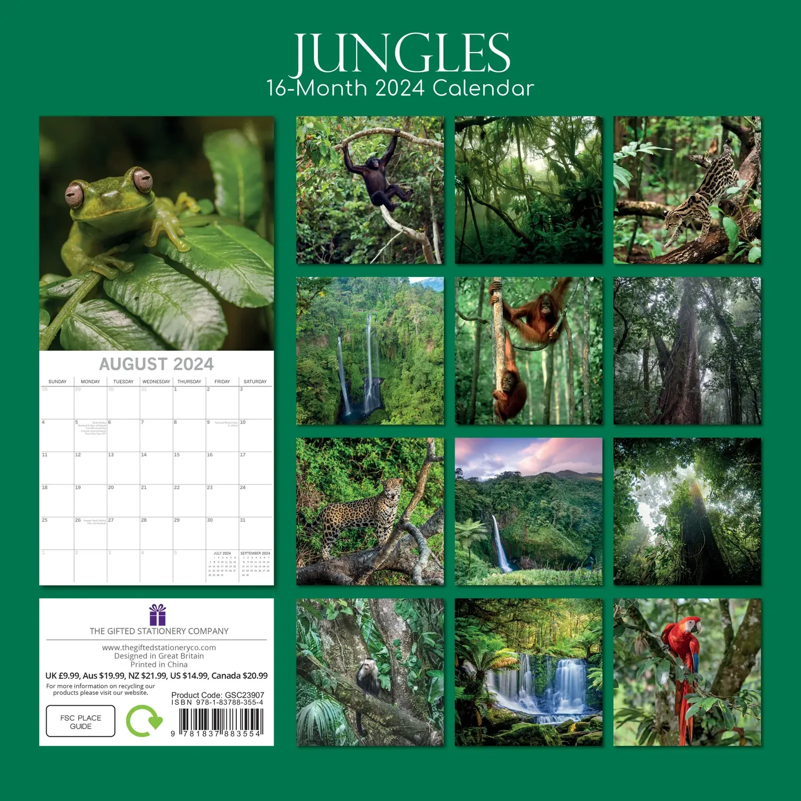Jungles - 2024 Square Wall Calendar 16 Months Premium Planner Xmas New Year Gift Price