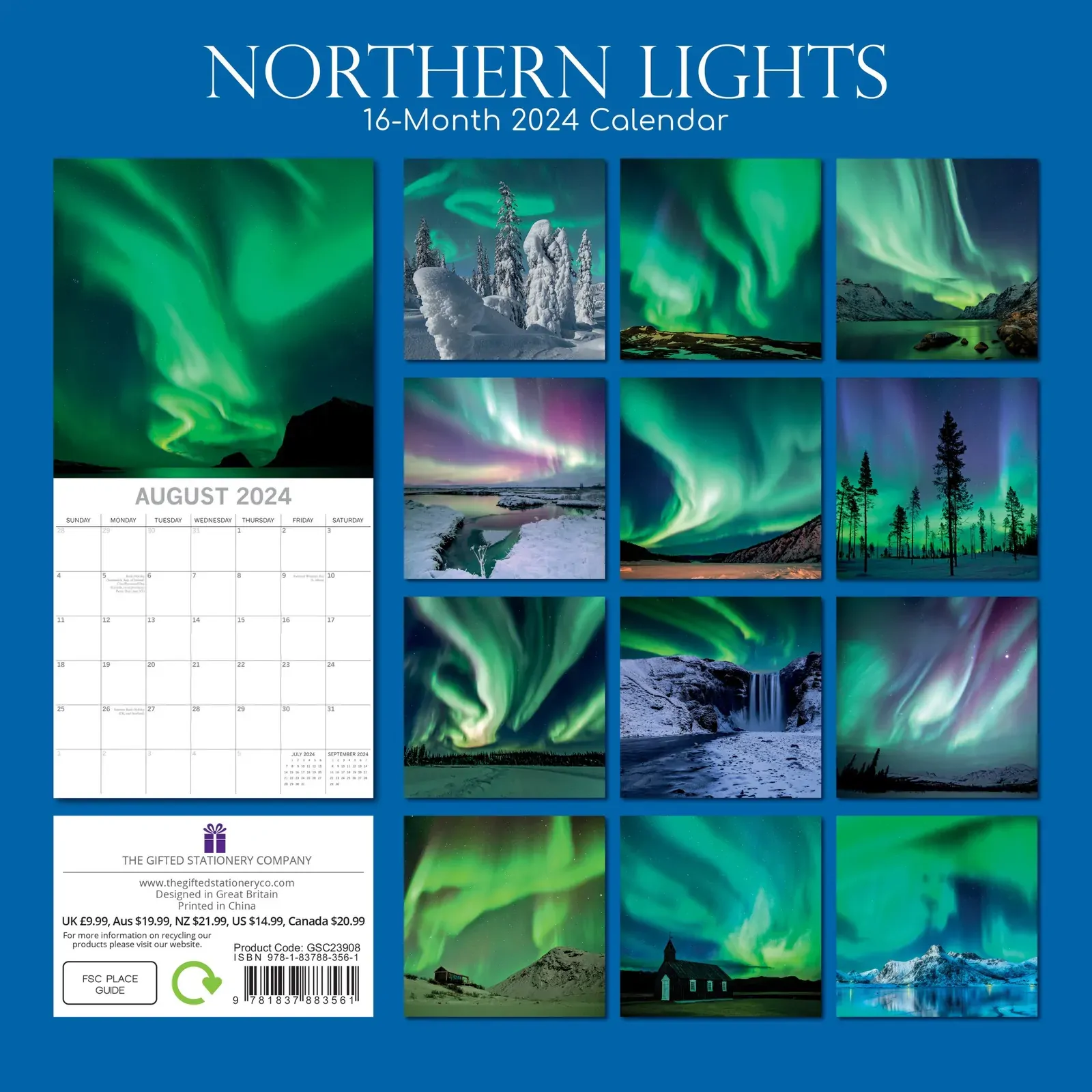 Northern Lights 2024 Square Wall Calendar 16 Month Premium Planner New Year Gift Price