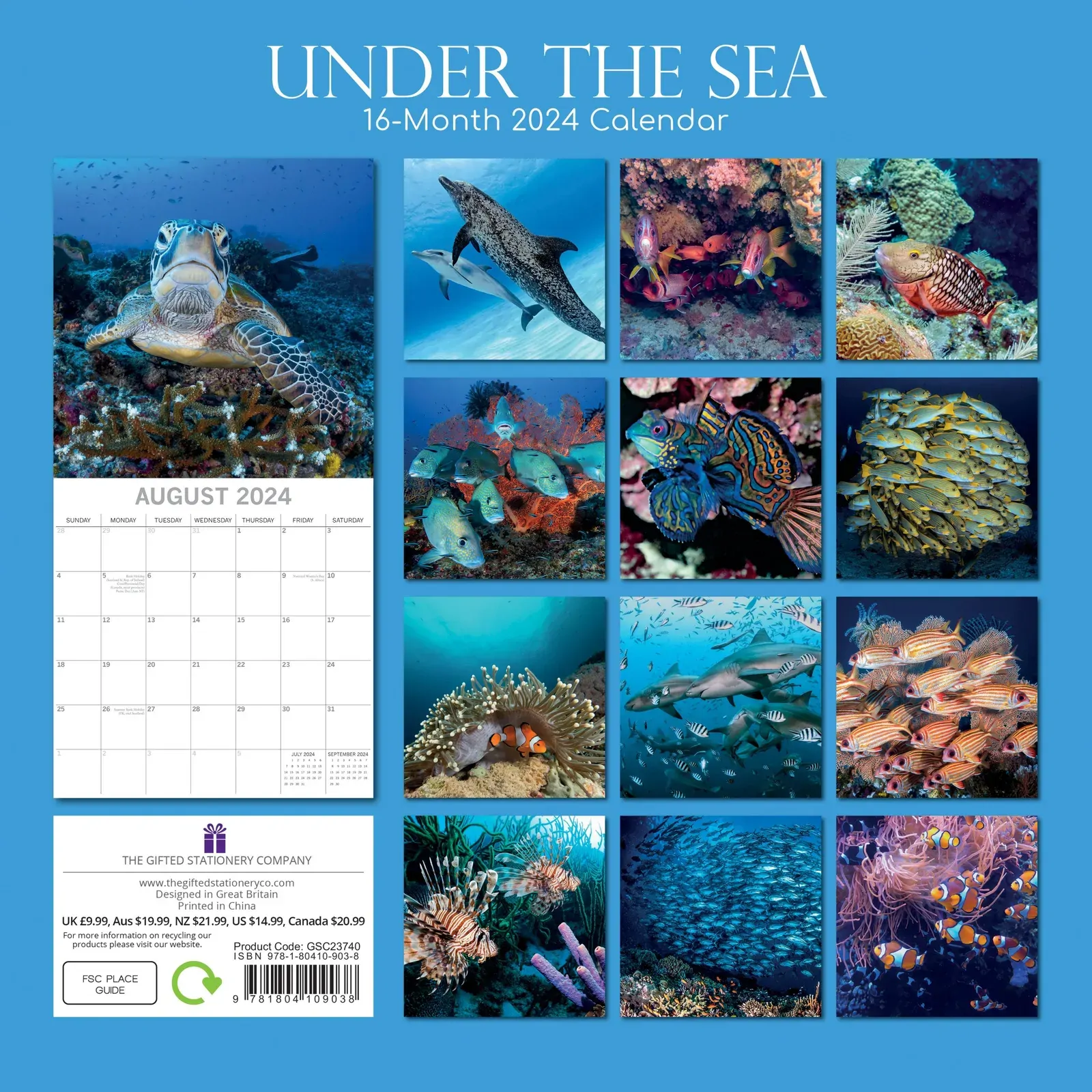 Under the Sea 2024 Square Wall Calendar 16 Month Planner Christmas New Year Gift Price