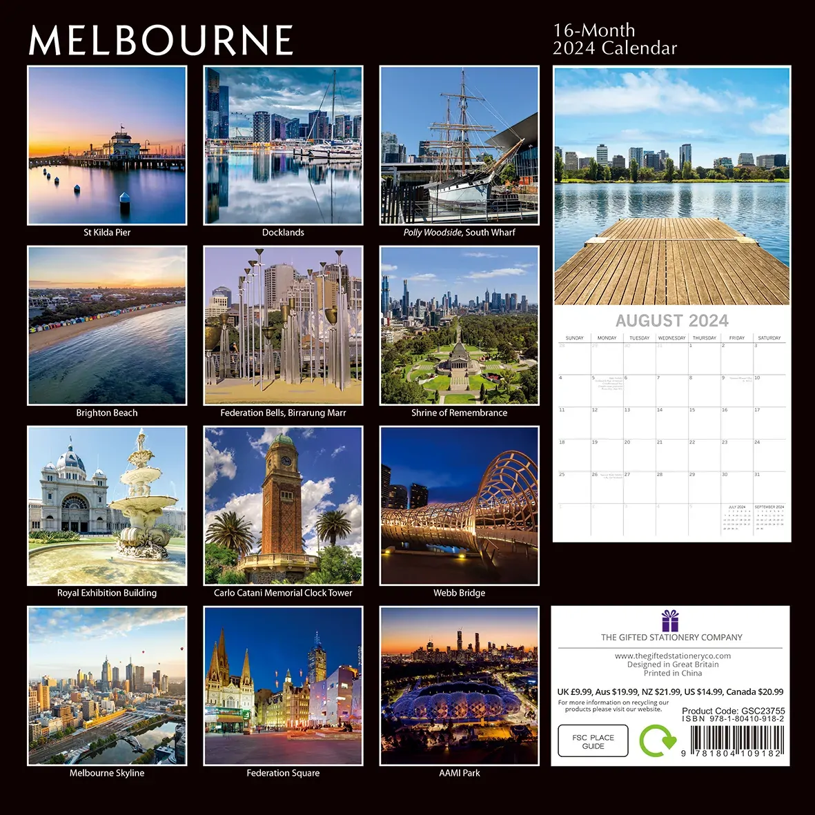 Melbourne - 2024 Square Wall Calendar 16 Months Planner Christmas New Year Gift Price