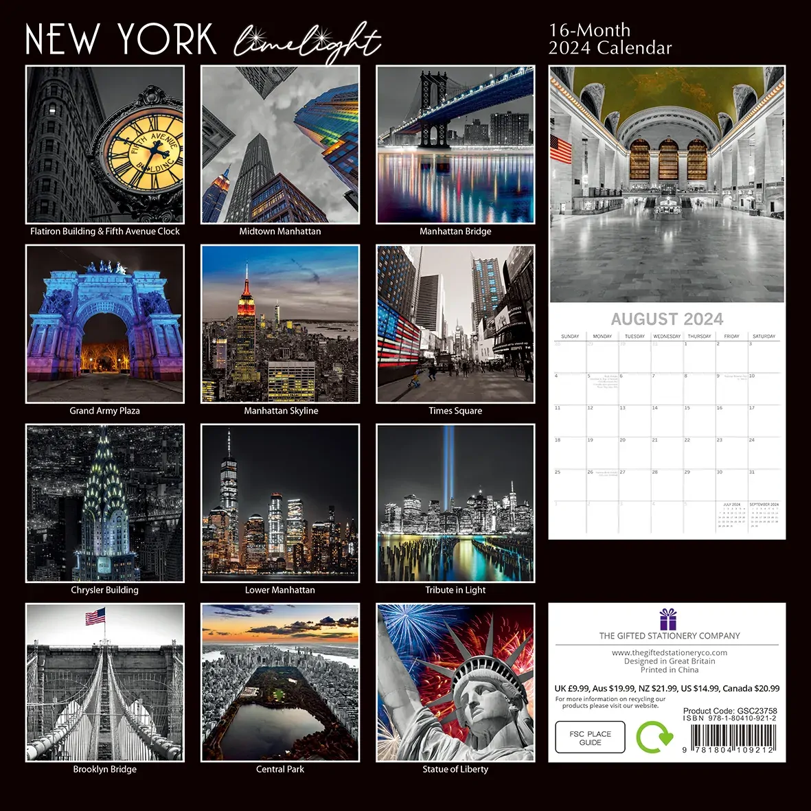New York Limelight - 2024 Square Wall Calendar 16 Months Planner New Year Gift Price