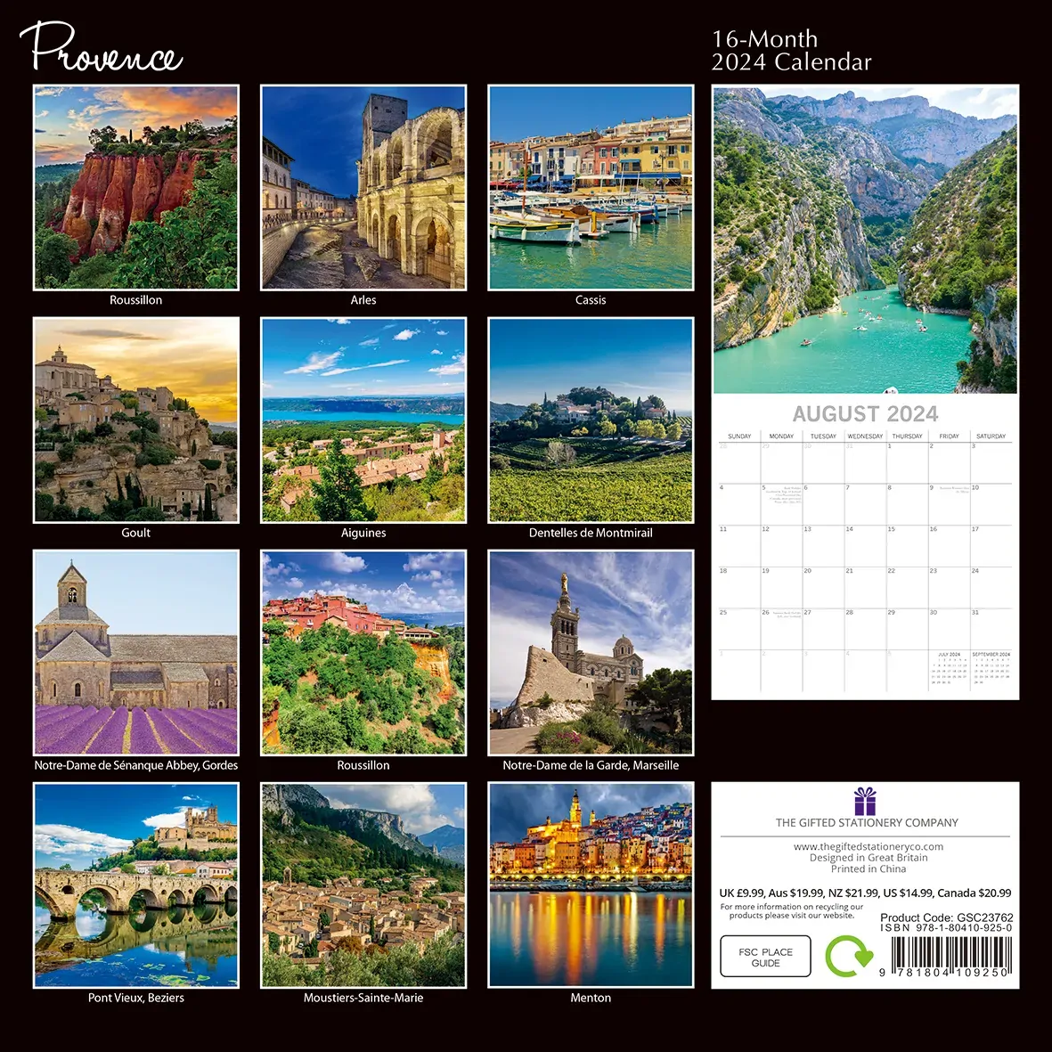 Provence - 2024 Square Wall Calendar 16 Month Premium Planner Xmas New Year Gift Price