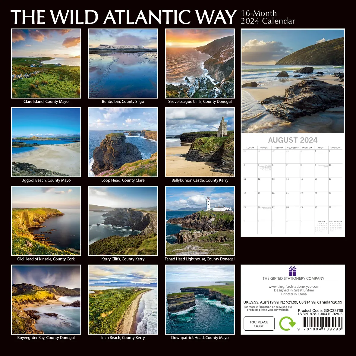 The Wild Atlantic Way - 2024 Square Wall Calendar 16 Month Planner New Year Gift Price
