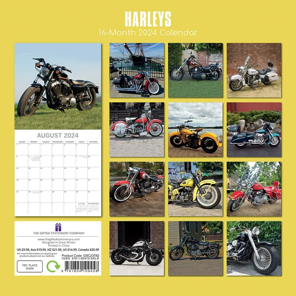 Harleys - 2024 Square Wall Calendar 16 Months Premium Planner Xmas New Year Gift Price