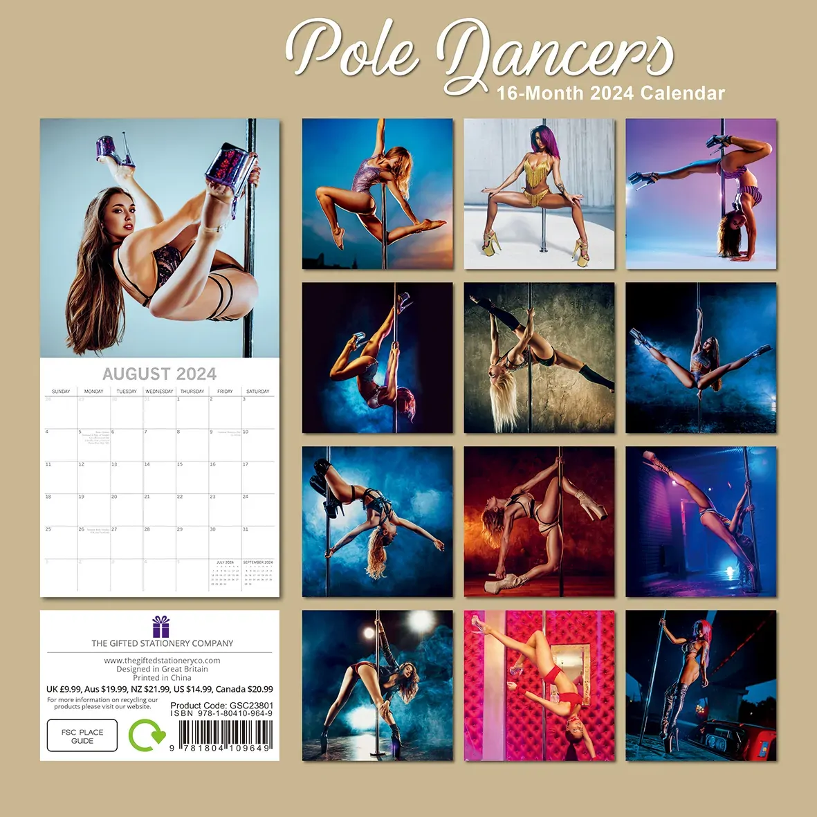 Pole Dancers 2024 Square Wall Calendar 16 Months Planner Christmas New Year Gift Price